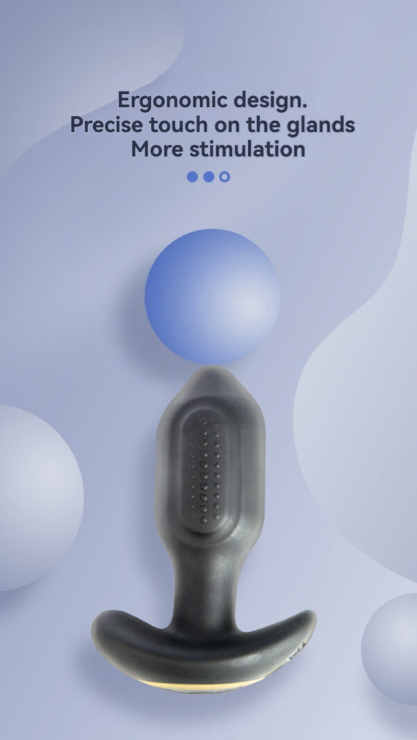 Sleek black personal massager showcasing ergonomic design and gentle stimulation on a soothing background.