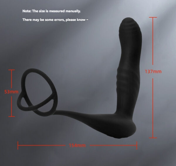 Sleek black silicone sex toy with ergonomic design and textured ridges for enhanced pleasure.