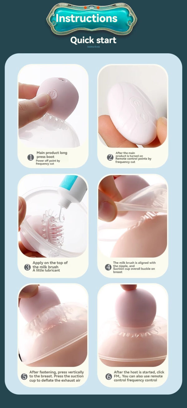 Breastfeeding device setup instructions with images for comfort and ease of use.