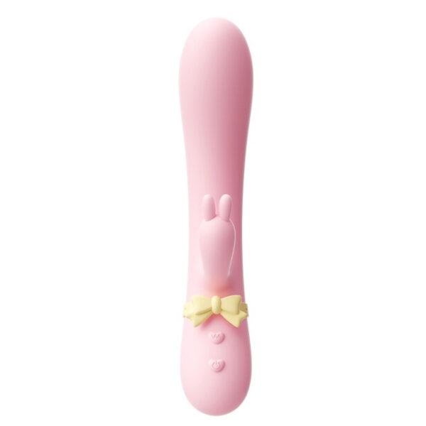 Vibrant pink bunny vibrator with bow for playful and enjoyable personal pleasure experiences.