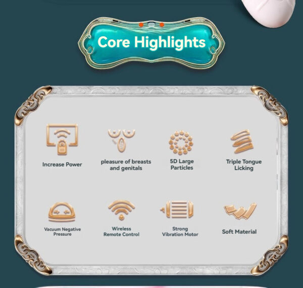 Core highlights of a premium intimate product showcasing features for enhanced pleasure.