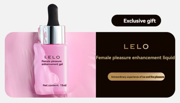 LELO Female Pleasure Enhancement Gel in a stylish glass bottle, promoting intimate experiences.