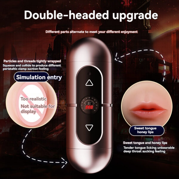 Sleek double-headed pleasure device with advanced features for customizable sensations and intimate experiences.