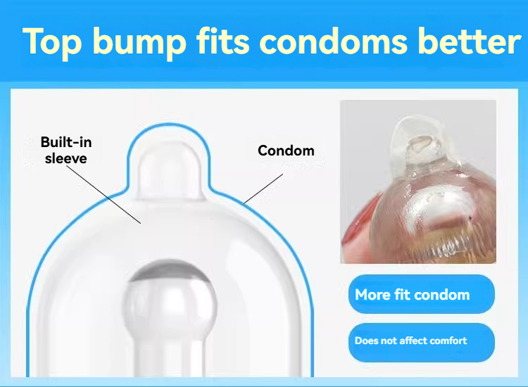 Innovative condom design with bump for enhanced fit and comfort in sexual intimacy.