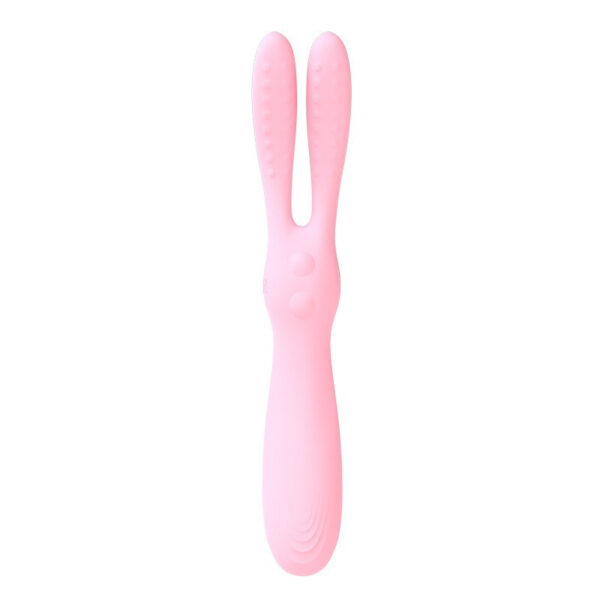 Vibrant pink rabbit-shaped sex toy with textured grip and functional buttons for playful pleasure.