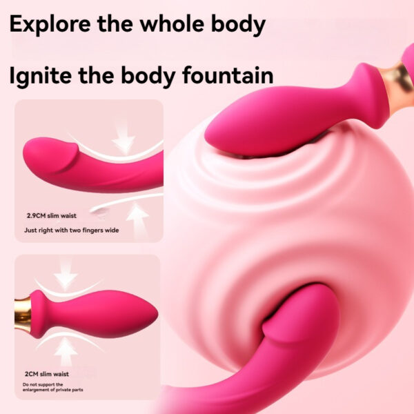 Bright pink body-safe toy designed for pleasure and exploration, featuring ergonomic curves and playful style.