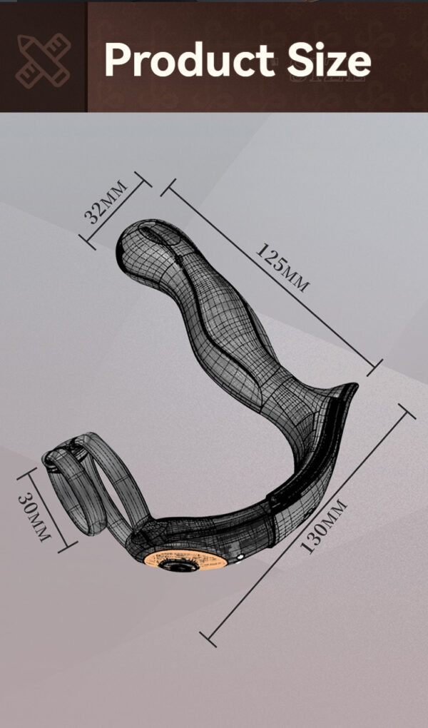 Эргономичные размеры секс-игрушки: 32 мм ширина, 130 мм длина, 30 мм высота в изящном дизайне.