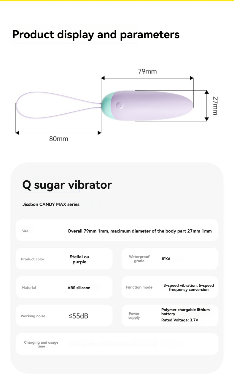 Compact Q Sugar Vibrator in purple and mint, featuring customizable vibrations and water resistance.