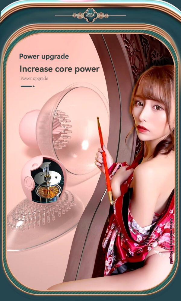 Modern tech meets elegance: sleek gadget showcased with alluring model in soft colors.