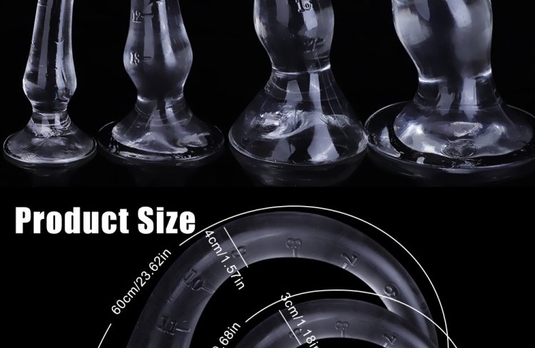 Elegant transparent glass products showcase unique designs and sizes for versatile use in adult fun.