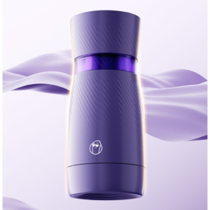 Sleek purple thermos with textured design, perfect for stylish on-the-go hydration.