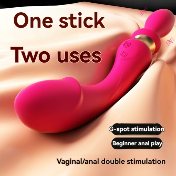 Vibrant pink dual stimulation sex toy for G-spot and anal pleasure.