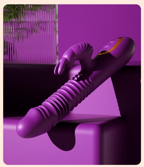 Sleek purple vibrator with textured design, ideal for pleasure and self-care.