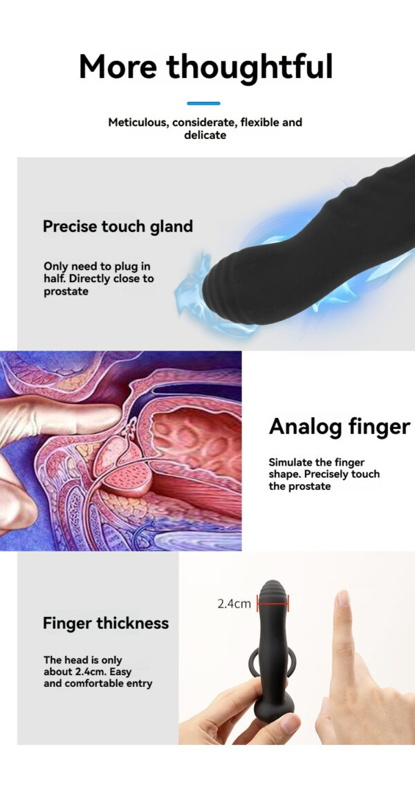 Thoughtful prostate massager with precise touch, designed for comfortable and natural stimulation.