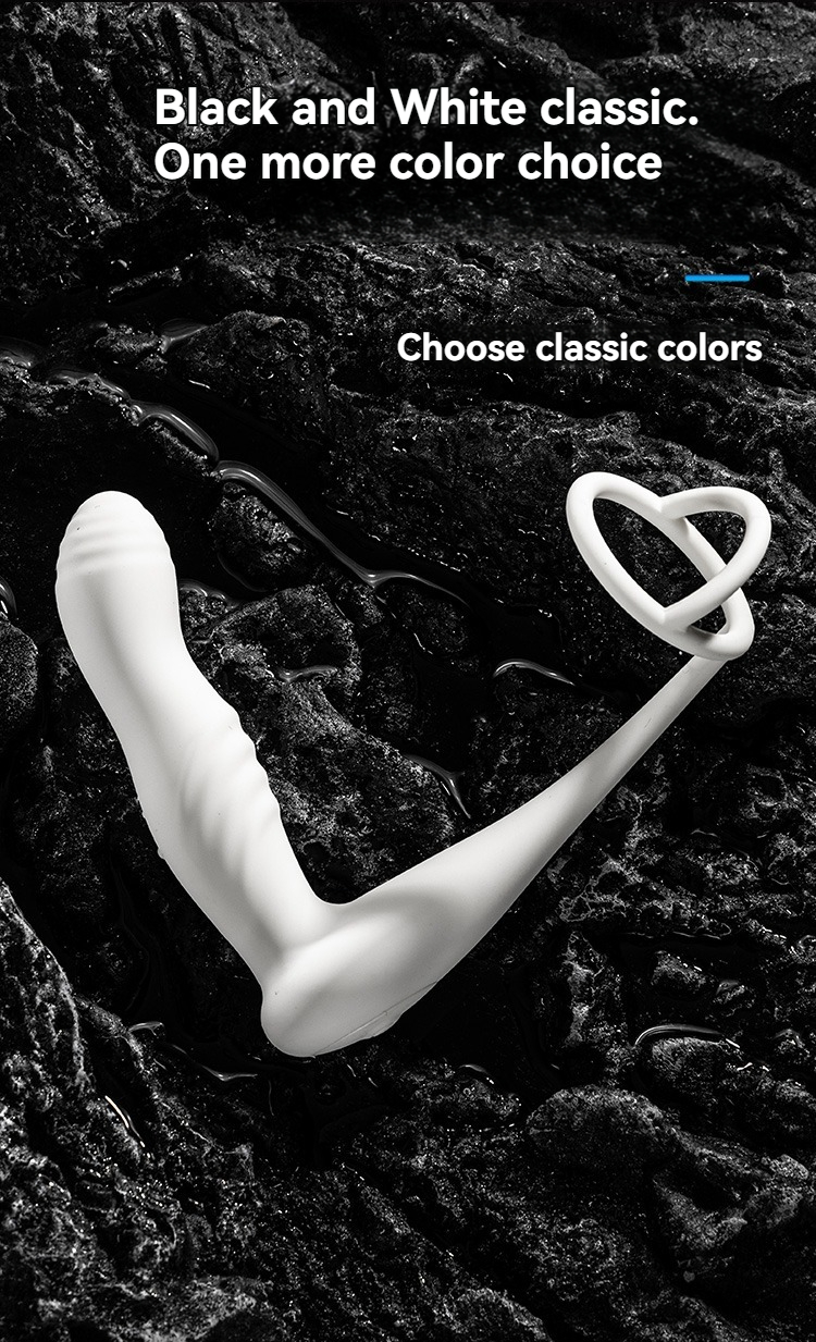 Elegant white sex toy on sleek black background for modern intimacy and personal expression.