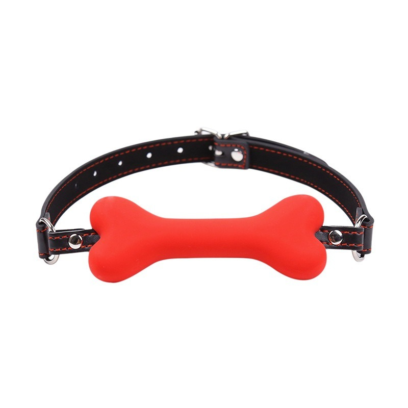 Stylish dog collar with a red bone toy for playful pets and comfortable wear.