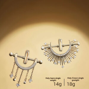 Elegant gold brooches Holy Tears and Holy Crown showcasing exquisite craftsmanship and design.