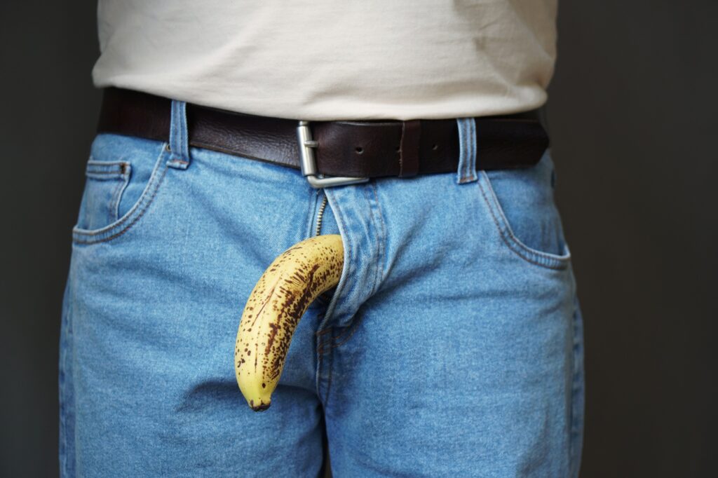 impotens eller erektil dysfunktion koncept med bananpenis