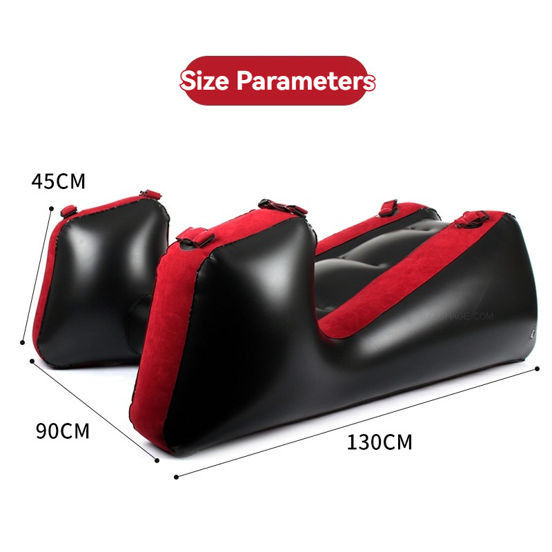 Sleek black inflatable lounge chair with vibrant red cushioning for stylish relaxation and comfort.