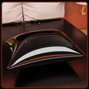 Sleek modern black pillow, stylish decor accent for luxurious, inviting bedroom comfort.