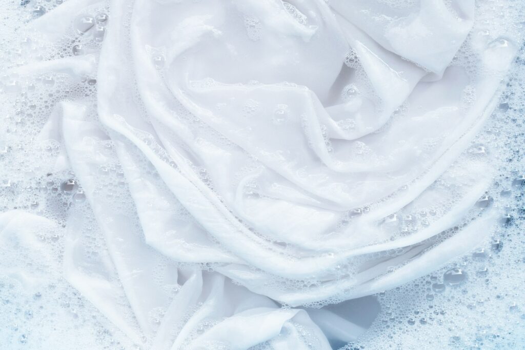 Soak a cloth before washing, white cloth