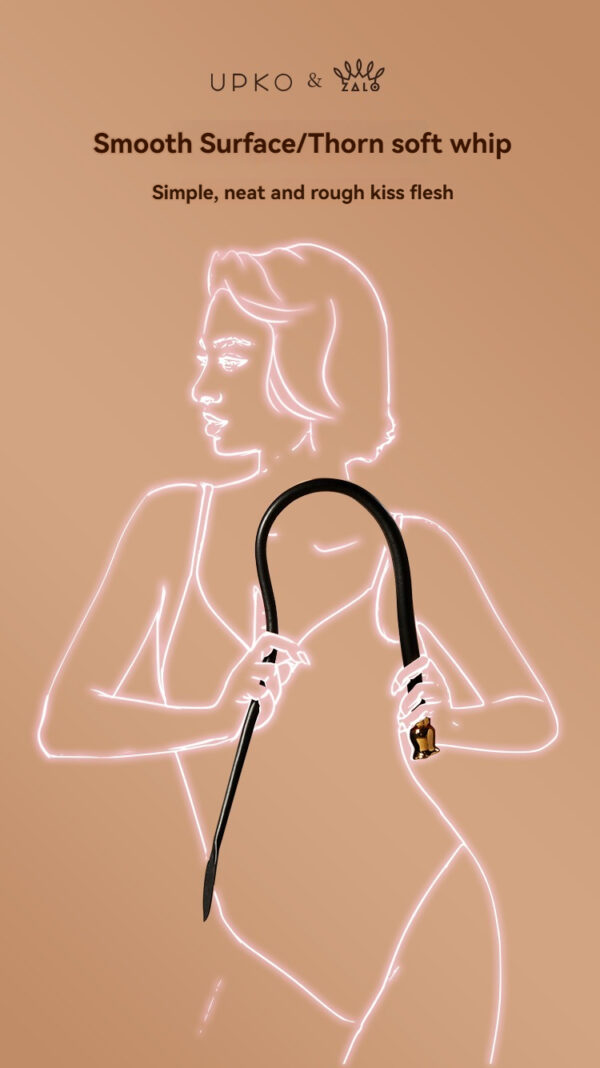 Stylish woman holding a whip in a minimalist illustration, evoking elegance and sensuality.