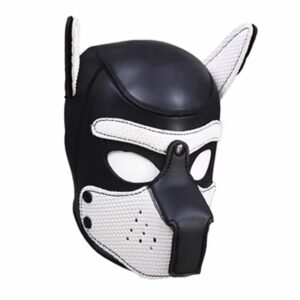 Canine-inspired black and white mask for cosplay and adult stylish play.