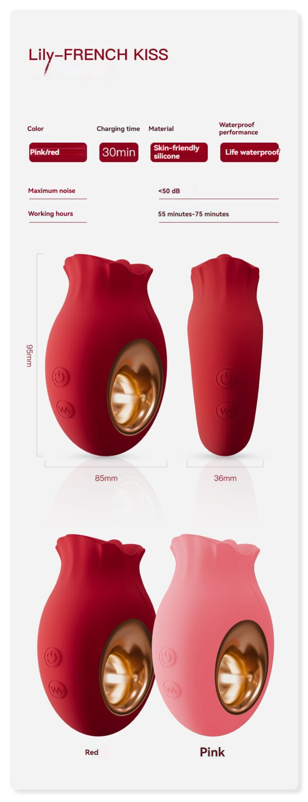 Elegant Lily French Kiss pleasure device in vibrant colors, featuring skin-friendly silicone and ergonomic design.